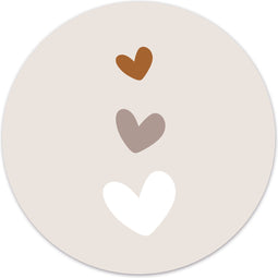 Label2X - Muurcirkel kids hartjes - 80 cm - Forex - Multicolor - Wandcirkel - Rond Schilderij - Muurdecoratie Cirkel - Wandecoratie rond - Decoratie voor woonkamer of slaapkamer
