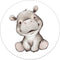 Label2X - Muurcirkel kids hippo - 40 cm - Dibond - Multicolor - Wandcirkel - Rond Schilderij - Muurdecoratie Cirkel - Wandecoratie rond - Decoratie voor woonkamer of slaapkamer