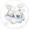 Label2X - Muurcirkel kids konijn wolk - Ø 40 cm - Forex - Multicolor - Wandcirkel - Rond Schilderij - Muurdecoratie Cirkel - Wandecoratie rond - Decoratie voor woonkamer of slaapkamer