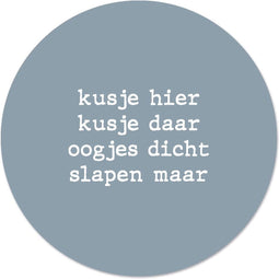 Label2X - Muurcirkel kids kusje hier zachtblauw - 30 cm - Forex - Multicolor - Wandcirkel - Rond Schilderij - Muurdecoratie Cirkel - Wandecoratie rond - Decoratie voor woonkamer of slaapkamer