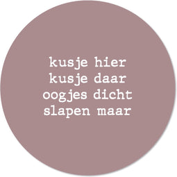 Label2X - Muurcirkel kids kusje hier zachtroze - 120 cm - Forex - Multicolor - Wandcirkel - Rond Schilderij - Muurdecoratie Cirkel - Wandecoratie rond - Decoratie voor woonkamer of slaapkamer