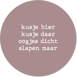 Label2X - Muurcirkel kids kusje hier zachtroze - 30 cm - Forex - Multicolor - Wandcirkel - Rond Schilderij - Muurdecoratie Cirkel - Wandecoratie rond - Decoratie voor woonkamer of slaapkamer