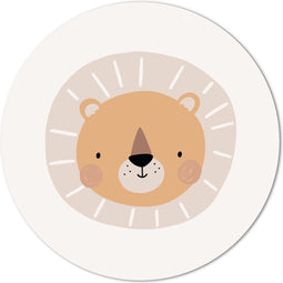 Label2X - Muurcirkel kids leeuwtje - 30 cm - Forex - Multicolor - Wandcirkel - Rond Schilderij - Muurdecoratie Cirkel - Wandecoratie rond - Decoratie voor woonkamer of slaapkamer