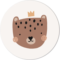 Label2X - Muurcirkel kids luipaardje - 20 cm - Dibond - Multicolor - Wandcirkel - Rond Schilderij - Muurdecoratie Cirkel - Wandecoratie rond - Decoratie voor woonkamer of slaapkamer