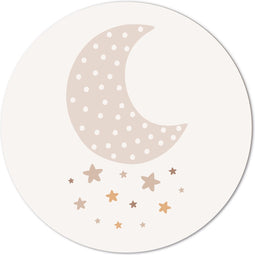 Label2X - Muurcirkel kids maantje - 40 cm - Forex - Multicolor - Wandcirkel - Rond Schilderij - Muurdecoratie Cirkel - Wandecoratie rond - Decoratie voor woonkamer of slaapkamer