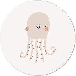 Label2X - Muurcirkel kids octopus - 140 cm - Dibond - Multicolor - Wandcirkel - Rond Schilderij - Muurdecoratie Cirkel - Wandecoratie rond - Decoratie voor woonkamer of slaapkamer