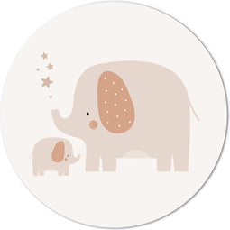 Label2X - Muurcirkel kids olifantjes - 60 cm - Forex - Multicolor - Wandcirkel - Rond Schilderij - Muurdecoratie Cirkel - Wandecoratie rond - Decoratie voor woonkamer of slaapkamer