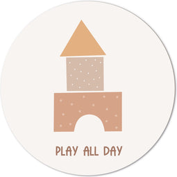 Label2X - Muurcirkel kids play all day - 60 cm - Forex - Multicolor - Wandcirkel - Rond Schilderij - Muurdecoratie Cirkel - Wandecoratie rond - Decoratie voor woonkamer of slaapkamer