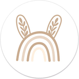 Label2X - Muurcirkel kids regenboog bunny - 30 cm - Forex - Multicolor - Wandcirkel - Rond Schilderij - Muurdecoratie Cirkel - Wandecoratie rond - Decoratie voor woonkamer of slaapkamer
