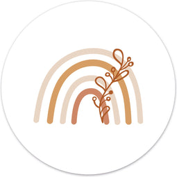 Label2X - Muurcirkel kids regenboog leaf - 20 cm - Forex - Multicolor - Wandcirkel - Rond Schilderij - Muurdecoratie Cirkel - Wandecoratie rond - Decoratie voor woonkamer of slaapkamer