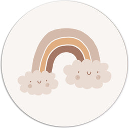 Label2X - Muurcirkel kids regenboog wolkje - 80 cm - Forex - Multicolor - Wandcirkel - Rond Schilderij - Muurdecoratie Cirkel - Wandecoratie rond - Decoratie voor woonkamer of slaapkamer