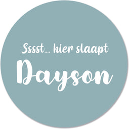 Label2X - Muurcirkel kids ssst hier slaapt blauw - 120 cm - Dibond - Multicolor - Wandcirkel - Rond Schilderij - Muurdecoratie Cirkel - Wandecoratie rond - Decoratie voor woonkamer of slaapkamer