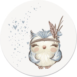 Label2X - Muurcirkel kids uil - 40 cm - Forex - Multicolor - Wandcirkel - Rond Schilderij - Muurdecoratie Cirkel - Wandecoratie rond - Decoratie voor woonkamer of slaapkamer