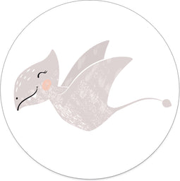 Label2X - Muurcirkel kids vliegende dino - 12 cm - Dibond - Multicolor - Wandcirkel - Rond Schilderij - Muurdecoratie Cirkel - Wandecoratie rond - Decoratie voor woonkamer of slaapkamer