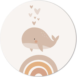 Label2X - Muurcirkel kids walvisje - 140 cm - Forex - Multicolor - Wandcirkel - Rond Schilderij - Muurdecoratie Cirkel - Wandecoratie rond - Decoratie voor woonkamer of slaapkamer