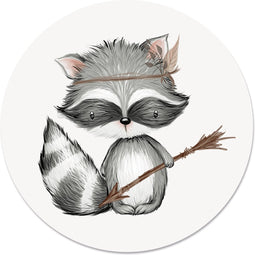 Label2X - Muurcirkel kids wasbeertje grijs - 40 cm - Forex - Multicolor - Wandcirkel - Rond Schilderij - Muurdecoratie Cirkel - Wandecoratie rond - Decoratie voor woonkamer of slaapkamer