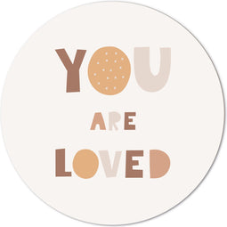 Label2X - Muurcirkel kids you are loved - 60 cm - Forex - Multicolor - Wandcirkel - Rond Schilderij - Muurdecoratie Cirkel - Wandecoratie rond - Decoratie voor woonkamer of slaapkamer