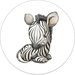 Label2X - Muurcirkel kids zebra - 20 cm - Forex - Multicolor - Wandcirkel - Rond Schilderij - Muurdecoratie Cirkel - Wandecoratie rond - Decoratie voor woonkamer of slaapkamer