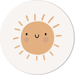 Label2X - Muurcirkel kids zonnetje - 12 cm - Dibond - Multicolor - Wandcirkel - Rond Schilderij - Muurdecoratie Cirkel - Wandecoratie rond - Decoratie voor woonkamer of slaapkamer