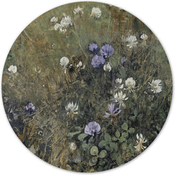 Label2X - Muurcirkel klaverbloemen Jac van Looij, ca. 1897 - Ø 30 cm - Forex - Multicolor - Wandcirkel - Rond Schilderij - Muurdecoratie Cirkel - Wandecoratie rond - Decoratie voor woonkamer of slaapkamer