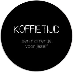 Label2X - Muurcirkel koffietijd zwart - Ø 100 cm - Forex - Multicolor - Wandcirkel - Rond Schilderij - Muurdecoratie Cirkel - Wandecoratie rond - Decoratie voor woonkamer of slaapkamer