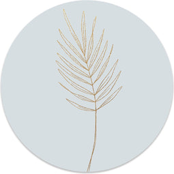 Label2X - Muurcirkel leaf blue gold - Ø 100 cm - Forex - Multicolor - Wandcirkel - Rond Schilderij - Muurdecoratie Cirkel - Wandecoratie rond - Decoratie voor woonkamer of slaapkamer
