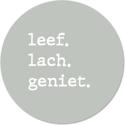 Label2X - Muurcirkel leef lach geniet groen - Ø 60 cm - Forex - Multicolor - Wandcirkel - Rond Schilderij - Muurdecoratie Cirkel - Wandecoratie rond - Decoratie voor woonkamer of slaapkamer