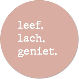 Label2X - Muurcirkel leef lach geniet zalm - Ø 140 cm - Forex - Multicolor - Wandcirkel - Rond Schilderij - Muurdecoratie Cirkel - Wandecoratie rond - Decoratie voor woonkamer of slaapkamer