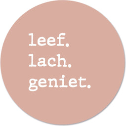 Label2X - Muurcirkel leef lach geniet zalm - Ø 40 cm - Forex - Multicolor - Wandcirkel - Rond Schilderij - Muurdecoratie Cirkel - Wandecoratie rond - Decoratie voor woonkamer of slaapkamer