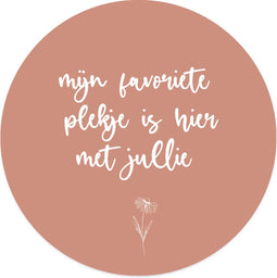 Label2X - Muurcirkel mijn favoriete plekje is hier met jullie roze - Ø 120 cm - Forex - Multicolor - Wandcirkel - Rond Schilderij - Muurdecoratie Cirkel - Wandecoratie rond - Decoratie voor woonkamer of slaapkamer