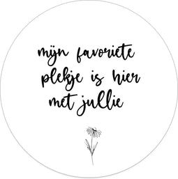 Label2X - Muurcirkel mijn favoriete plekje is hier met jullie wit - Ø 12 cm - Dibond - Multicolor - Wandcirkel - Rond Schilderij - Muurdecoratie Cirkel - Wandecoratie rond - Decoratie voor woonkamer of slaapkamer