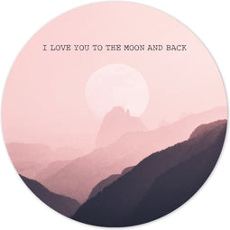 Label2X - Muurcirkel moon tekst - Ø 80 cm - Forex - Multicolor - Wandcirkel - Rond Schilderij - Muurdecoratie Cirkel - Wandecoratie rond - Decoratie voor woonkamer of slaapkamer
