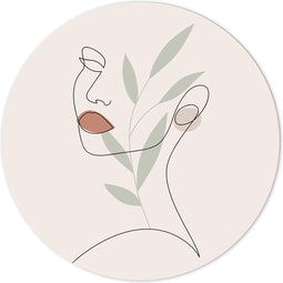 Label2X - Muurcirkel one line drawing - Ø 80 cm - Forex - Multicolor - Wandcirkel - Rond Schilderij - Muurdecoratie Cirkel - Wandecoratie rond - Decoratie voor woonkamer of slaapkamer