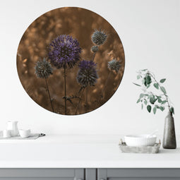 Label2X - Muurcirkel - Purple Peace - Ø 40 cm - Dibond - Multicolor - Wandcirkel - Rond Schilderij - Bloemen en Planten - Muurdecoratie Cirkel - Wandecoratie rond - Decoratie voor woonkamer of slaapkamer