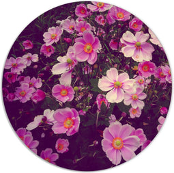 Label2X - Muurcirkel - Roze Bloemen - Ø 20 cm - Dibond - Multicolor - Wandcirkel - Rond Schilderij - Bloemen en Planten - Muurdecoratie Cirkel - Wandecoratie rond - Decoratie voor woonkamer of slaapkamer