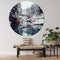 Label2X - Muurcirkel sneeuw brug - Ø 100 cm - Dibond - Multicolor - Wandcirkel - Rond Schilderij - Muurdecoratie Cirkel - Wandecoratie rond - Decoratie voor woonkamer of slaapkamer