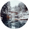 Label2X - Muurcirkel sneeuw brug - Ø 140 cm - Dibond - Multicolor - Wandcirkel - Rond Schilderij - Muurdecoratie Cirkel - Wandecoratie rond - Decoratie voor woonkamer of slaapkamer