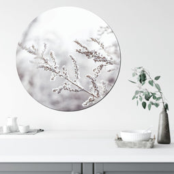 Label2X - Muurcirkel snowy twig - Ø 80 cm - Dibond - Multicolor - Wandcirkel - Rond Schilderij - Muurdecoratie Cirkel - Wandecoratie rond - Decoratie voor woonkamer of slaapkamer