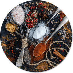 Label2X - Muurcirkel spices - Ø 80 cm - Forex - Multicolor - Wandcirkel - Rond Schilderij - Muurdecoratie Cirkel - Wandecoratie rond - Decoratie voor woonkamer of slaapkamer
