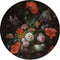 Label2X - Muurcirkel - Stilleven Bloemen & Horloge, Abraham Mignon - Ø 60 cm - Forex - Wandcirkel - Rond Schilderij - Muurdecoratie Cirkel - Wandecoratie rond - Decoratie voor woonkamer of slaapkamer