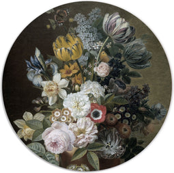 Label2X - Muurcirkel - Stilleven met Bloemen, Eelke Jelles Eelkema - Ø 120 cm - Dibond - Multicolor - Wandcirkel - Rond Schilderij - Bloemen en Planten - Muurdecoratie Cirkel - Wandecoratie rond - Decoratie voor woonkamer of slaapkamer