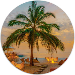 Label2X - Muurcirkel summer vibe - Ø 40 cm - Dibond - Multicolor - Wandcirkel - Rond Schilderij - Muurdecoratie Cirkel - Wandecoratie rond - Decoratie voor woonkamer of slaapkamer