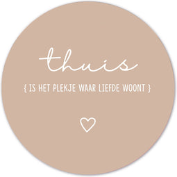 Label2X - Muurcirkel thuis beige - Ø 100 cm - Dibond - Multicolor - Wandcirkel - Rond Schilderij - Muurdecoratie Cirkel - Wandecoratie rond - Decoratie voor woonkamer of slaapkamer