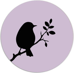Label2X - Muurcirkel vogeltje lente lila - Ø 120 cm - Forex - Multicolor - Wandcirkel - Rond Schilderij - Muurdecoratie Cirkel - Wandecoratie rond - Decoratie voor woonkamer of slaapkamer