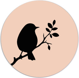 Label2X - Muurcirkel vogeltje lente - Ø 60 cm - Forex - Multicolor - Wandcirkel - Rond Schilderij - Muurdecoratie Cirkel - Wandecoratie rond - Decoratie voor woonkamer of slaapkamer