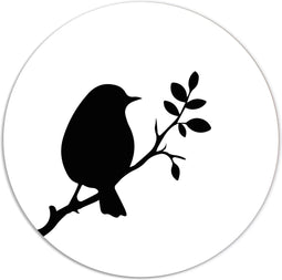 Label2X - Muurcirkel vogeltje lente wit - Ø 60 cm - Dibond - Multicolor - Wandcirkel - Rond Schilderij - Muurdecoratie Cirkel - Wandecoratie rond - Decoratie voor woonkamer of slaapkamer