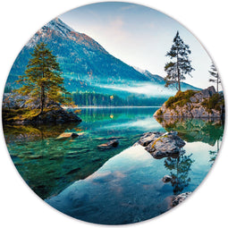 Label2X - Muurcirkel water nature - Ø 100 cm - Forex - Multicolor - Wandcirkel - Rond Schilderij - Muurdecoratie Cirkel - Wandecoratie rond - Decoratie voor woonkamer of slaapkamer