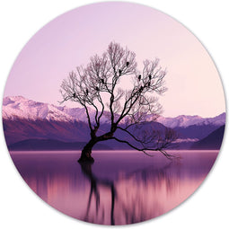 Label2X - Muurcirkel winterwater - Ø 100 cm - Forex - Multicolor - Wandcirkel - Rond Schilderij - Muurdecoratie Cirkel - Wandecoratie rond - Decoratie voor woonkamer of slaapkamer