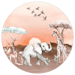 Label2X Wall sticker kids around jungle sunset