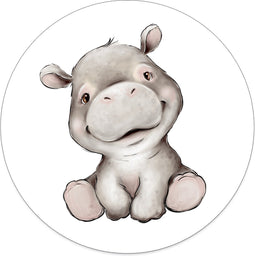 Label2X - Schilderij - Kids Hippo Dibond - Multicolor - 30 X 30 Cm